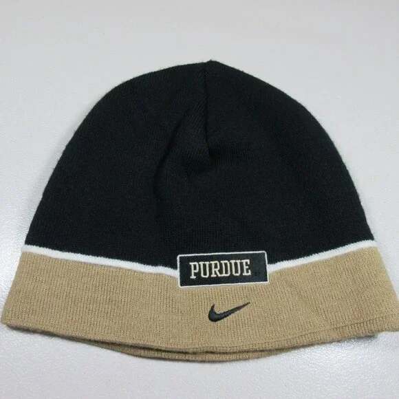 Nike mens black gold Purdue Boilermakers knit winter beanie OS EUC - Picture 1 of 6